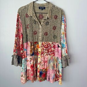 Young Threads Patchwork Boho Tunic Womens XL